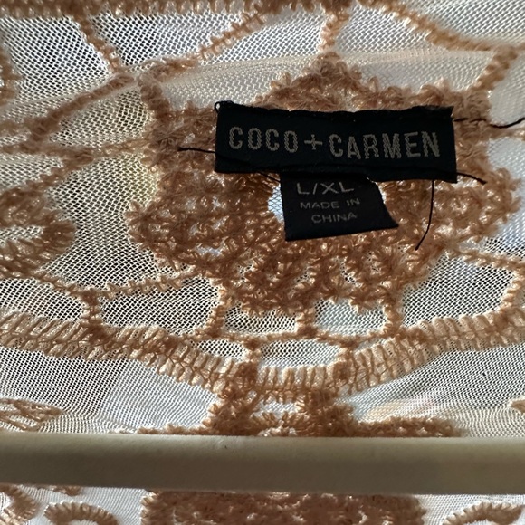 Coco + Carmen Crochet Lace Cardigan in Soft Peach - Picture 5 of 5